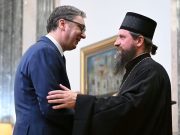 У манастиру Рмањ служена литургија; Додик и Вучић данас са епископом Сергијем (ФОТО)